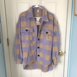 Oversized Soft Lilac and Beige Plaid Shacket NWT